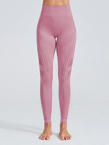 Solid Side Hollow Knitting-seamless Fitness Leggings