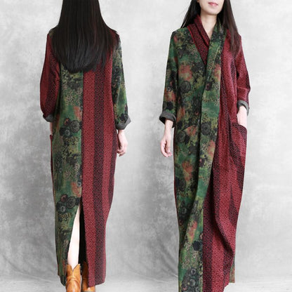 Buykud Printed Split Hem Irregular X-shaped Dress