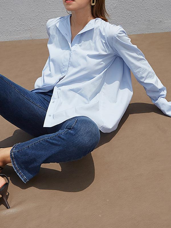 Original Round-neck Solid Blouses