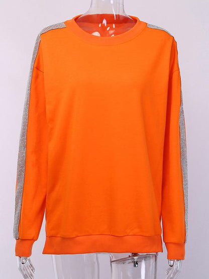 Pink Drilling Round-neck Sweatshirt