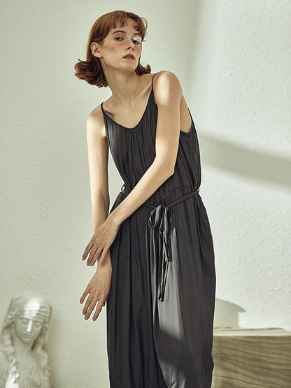 Black Loose Split-joint Sleeveless Jumpsuits