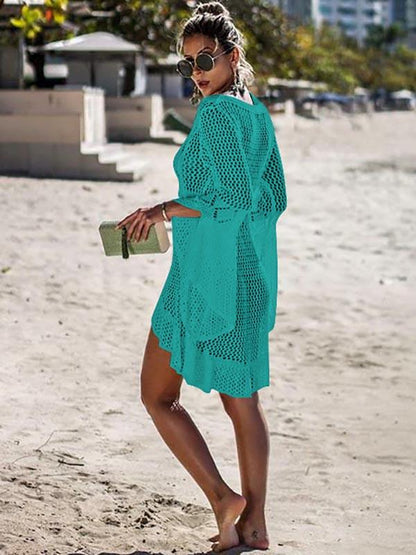 Flared Sleeves Crochet Swimwear Cover-ups