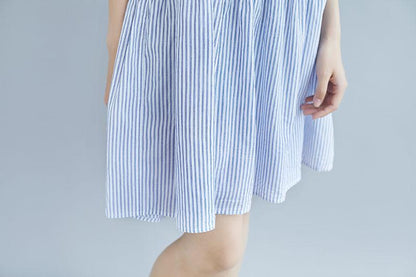 Summer Stripe Short  Sleeve Casual Hollow Dress