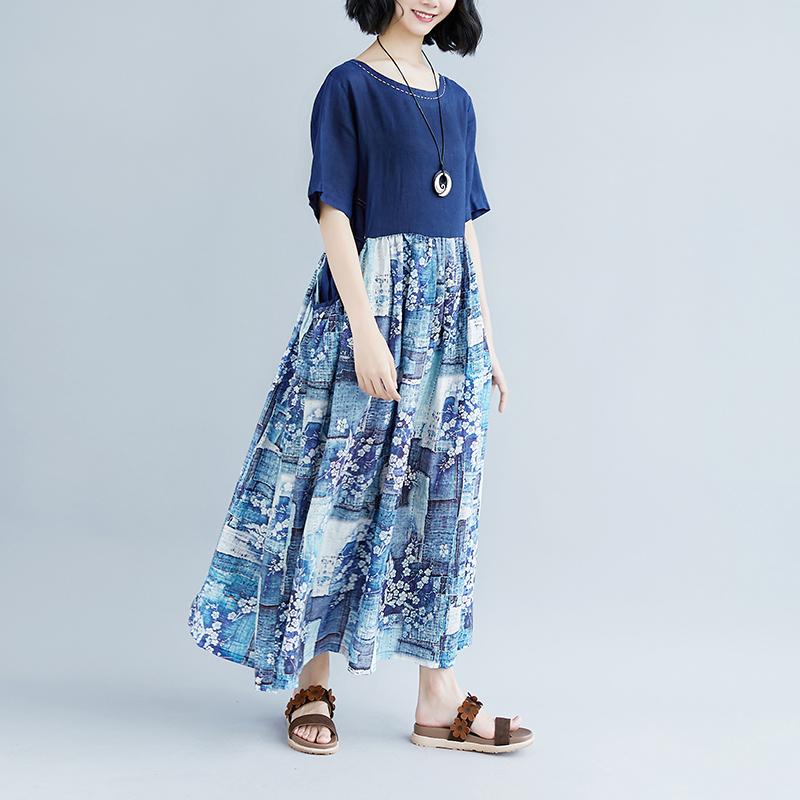Lacing Summer Short Sleeve Casual Pockets Long Dress