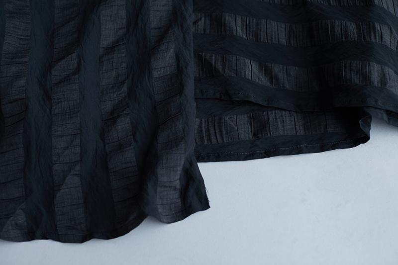 Summer Stripe Short  Sleeve Casual Black Dress