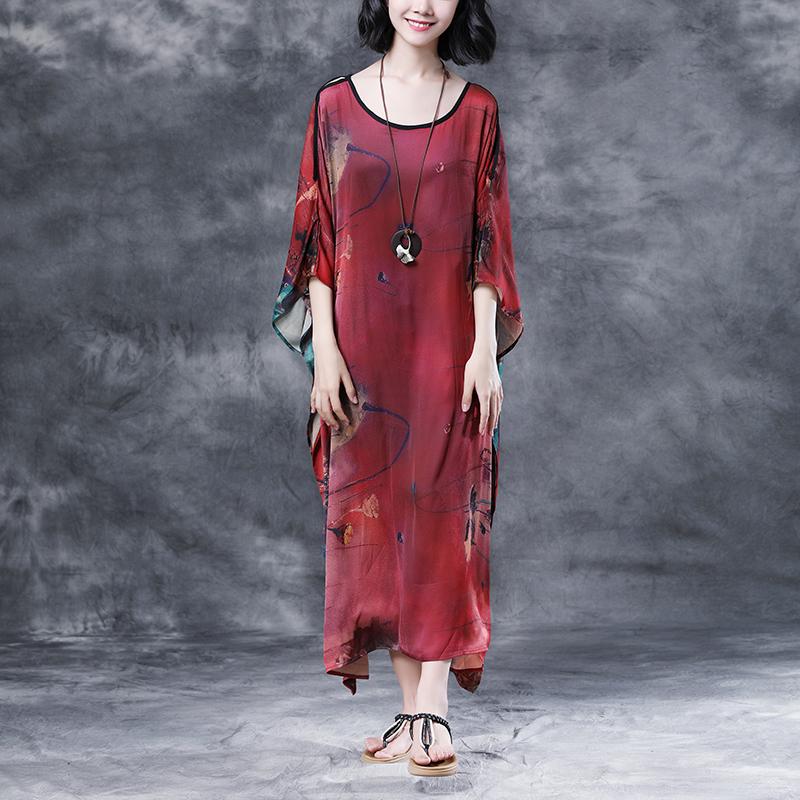Summer Shoulder Sleeve Loose Printed Long Dress