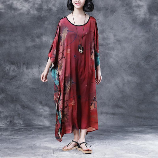 Summer Shoulder Sleeve Loose Printed Long Dress