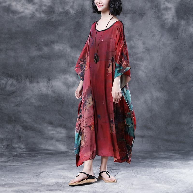 Summer Shoulder Sleeve Loose Printed Long Dress