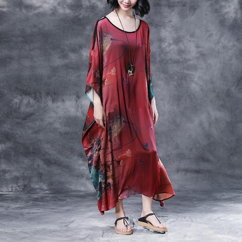 Summer Shoulder Sleeve Loose Printed Long Dress