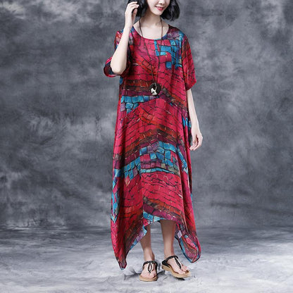 Short Sleeve Casual  Two-piece Summer Long Dress