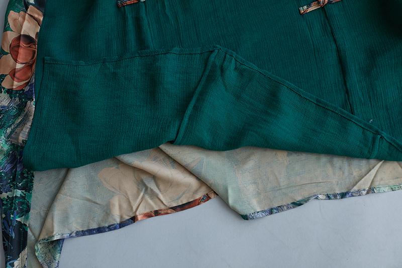 Summer Casual Slit Pockets Round Neck Green Dress