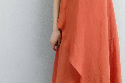 Cotton Linen Summer Sleeveless Black Vest Dress