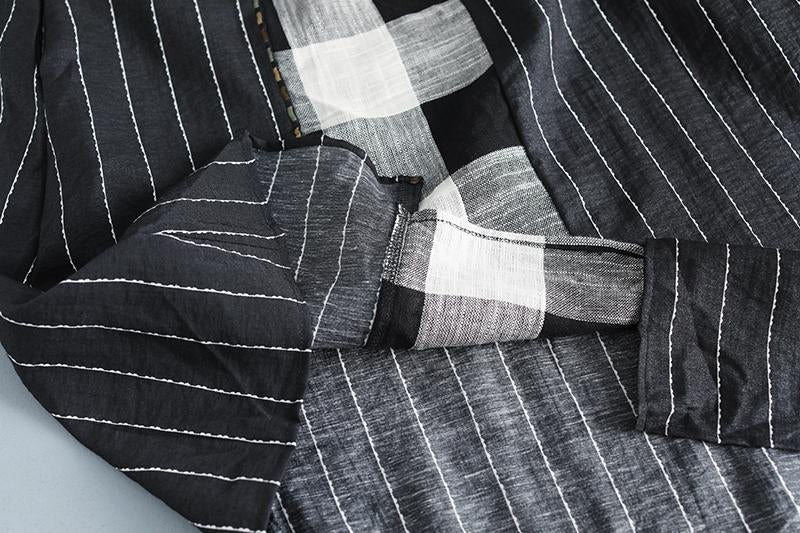 Stripe Summer Short Sleeve Casual Pockets Black Dress