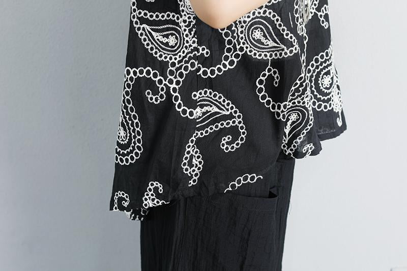 Summer Women Short Sleeve Floral High-low Hem Loose Blouse