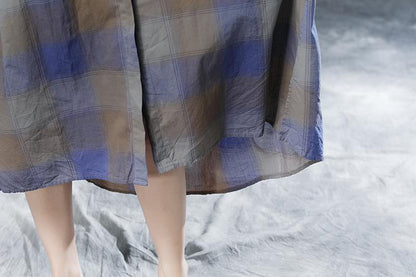 Plaid Casual Pockets Summer Half Sleeve Dress