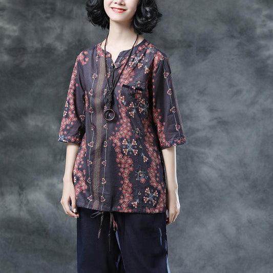 Summer Women Half Sleeve Floral Loose Blouse