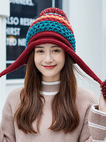 Casual Warm Contrast Color Knitted Hat