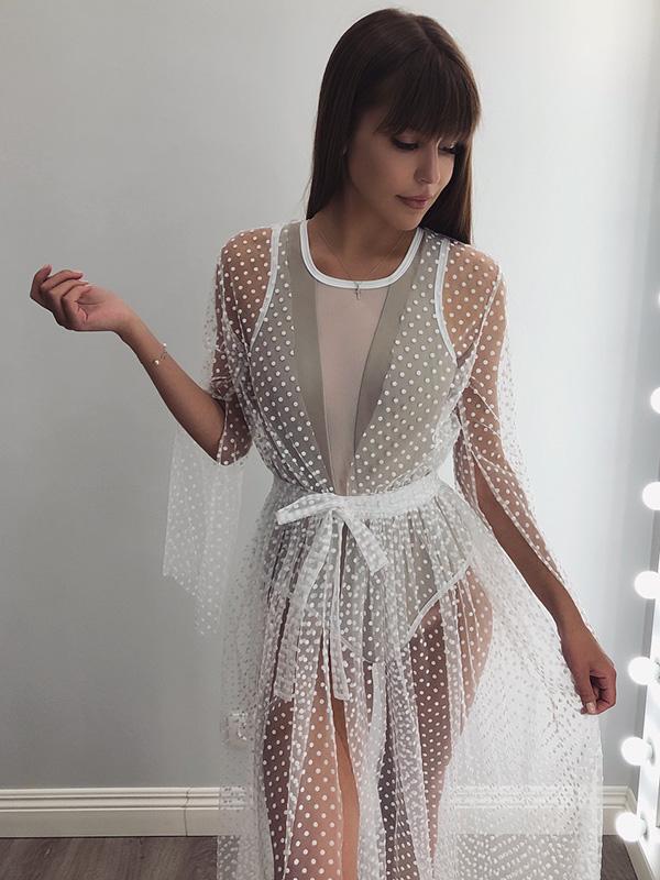 Split-Joint Thin Gauze One-Piece Swimsuit