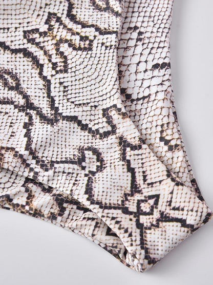 Snake-Print Split-Joint Split Bikini Swimsuit