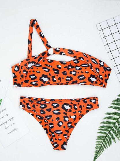 Single Shoulder Bandeau Bikinis Swimwear