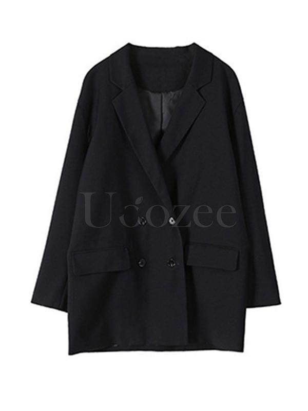 Casual Solid BF Style Suit Outwears