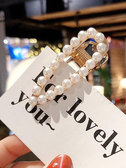 Ins Style Hollow Faux Pearl Hair Clip