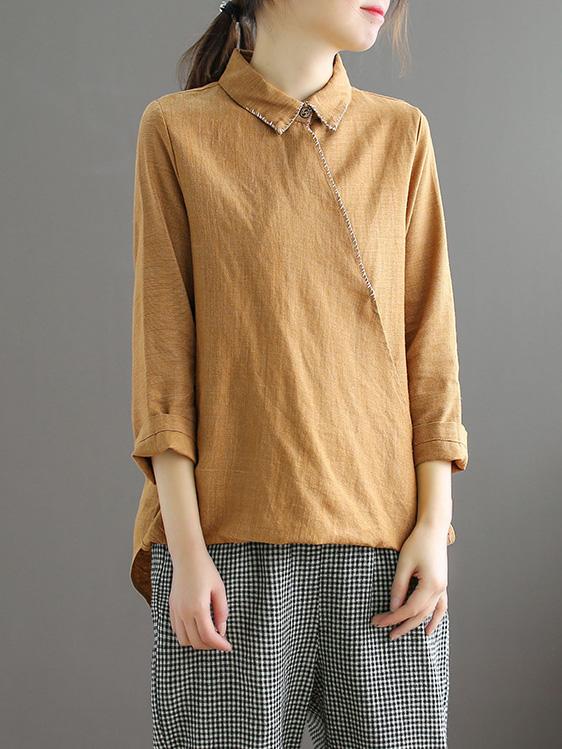 Embroidered Loose Cropped Shirt Top