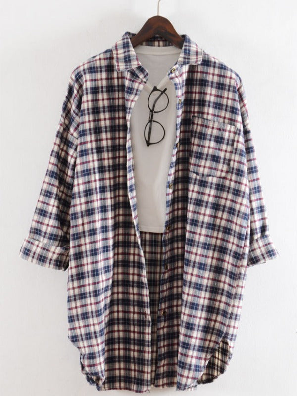 Casual Plaid Split-Joint Lapel Shirt