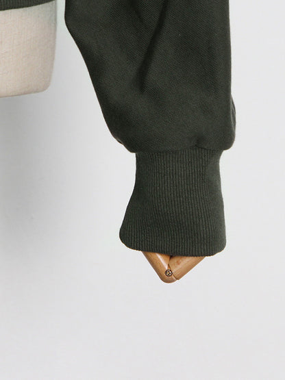 Simple Long Sleeves Green Split-Joint Sweatshirt Top