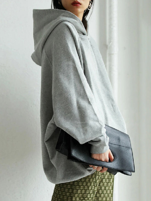 Simple Casual Solid Color Split-Joint Batwing Sleeves Hoodies