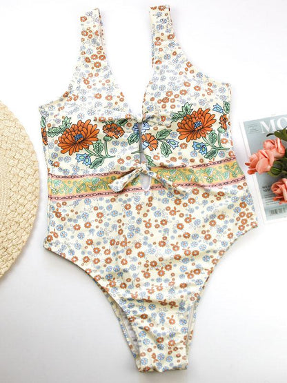 Bohemia Knotted Hollow One Piece Swimsuit