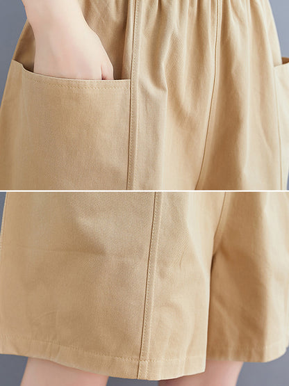 Casual Solid Color With Pocket Wide Leg Shorts