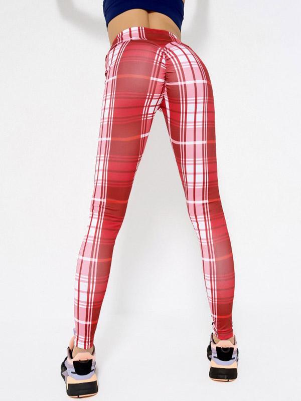 Red Plaid Printed Wrap Leggings