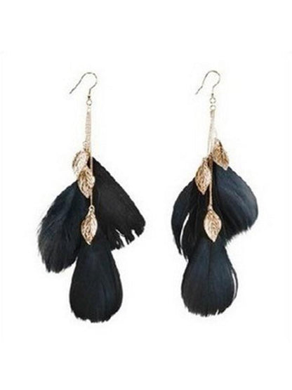 Fashion Popular Bohemia Feather Shape Style Alloy Earrings