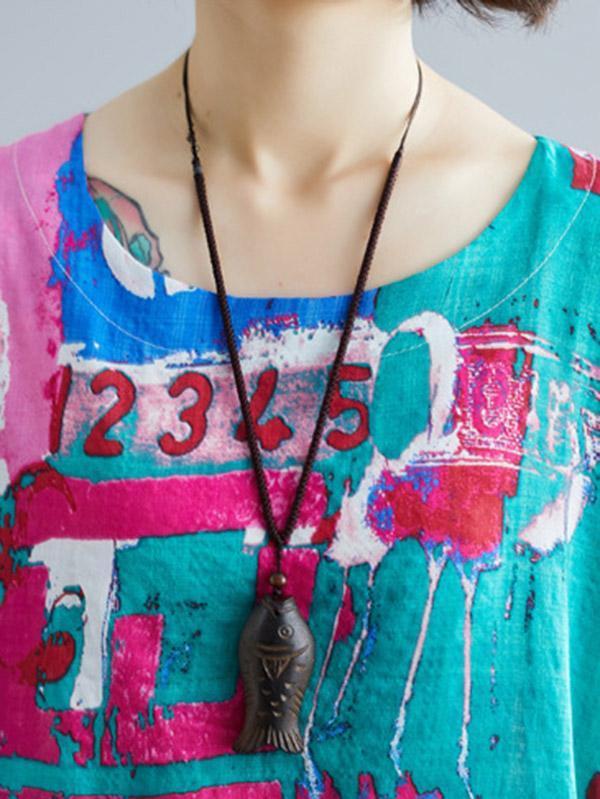 Original Printed Round-Neck Dress