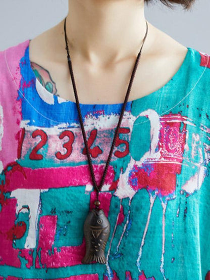 Original Printed Round-Neck Dress
