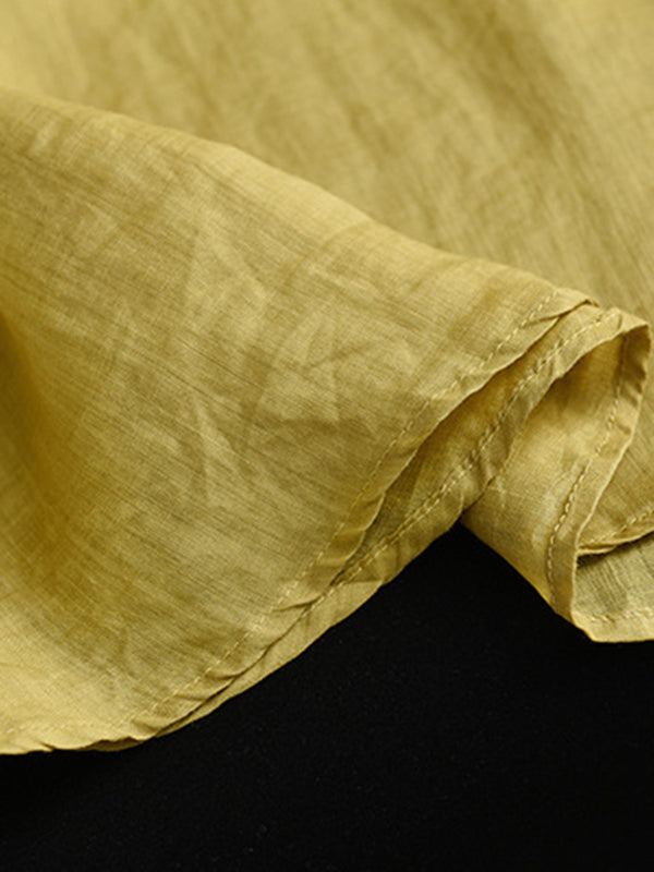 Vintage Artistic Retro Ramie Cotton Embroidered T-Shirt Top