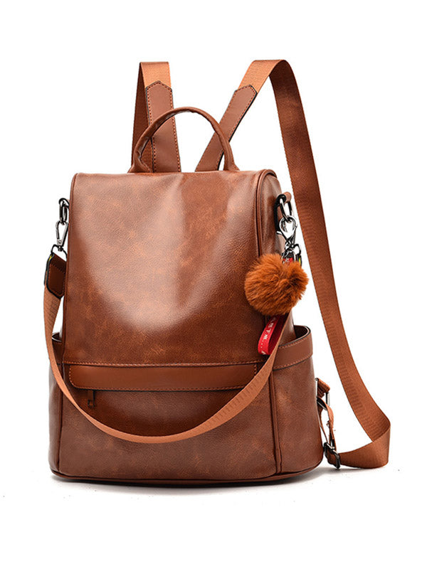 Original Solid Color PU Backpack