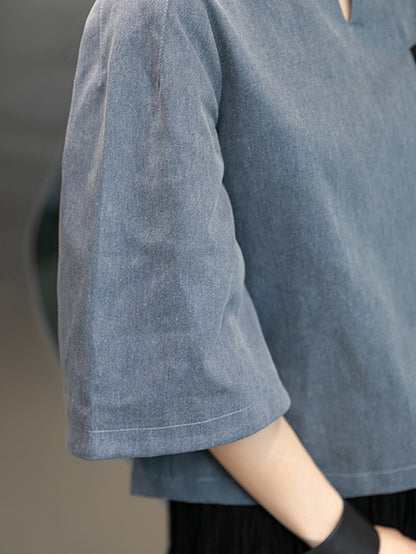 Urban Denim Split-Joint Flared Sleeves T-Shirt