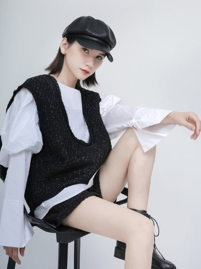 White Puff Sleeve Round Neck Shirt