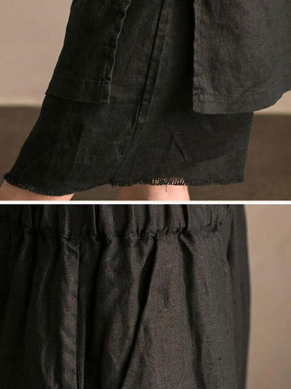 Irregular Cotton Women Linen Loose White Wide Leg Pants
