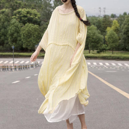 Short Sleeve Slit Leisure Cotton Dress