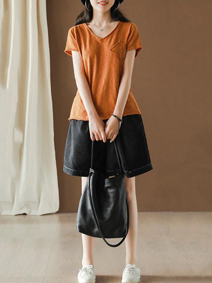 Vintage Bamboo Cotton Solid T-Shirt