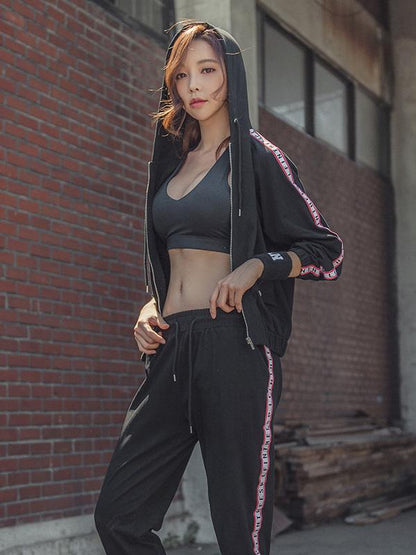 Letter Printed Zipper Sports Hoodies