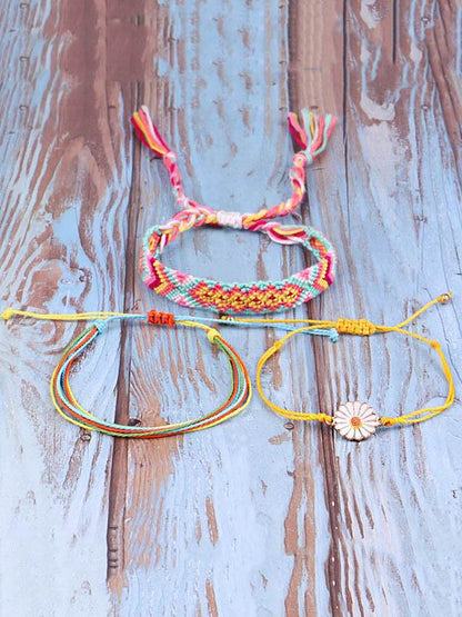 Daisy Pattern Colorful Bracelet Set