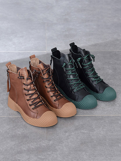 Vintage Cow Leather Zipper Martin Boots