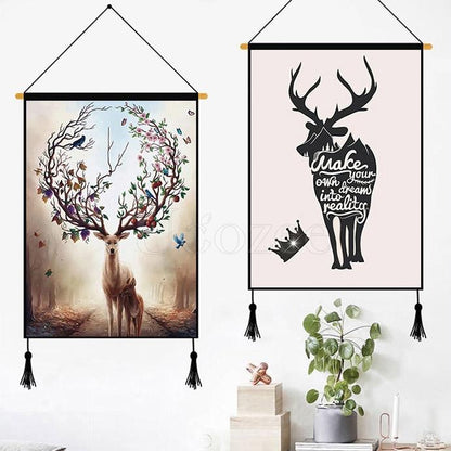Modern Deer Printed Wall Hanging Decoration