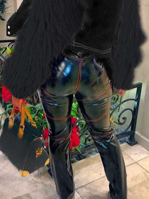 Faux Fur Sleeves Baseball Uniform