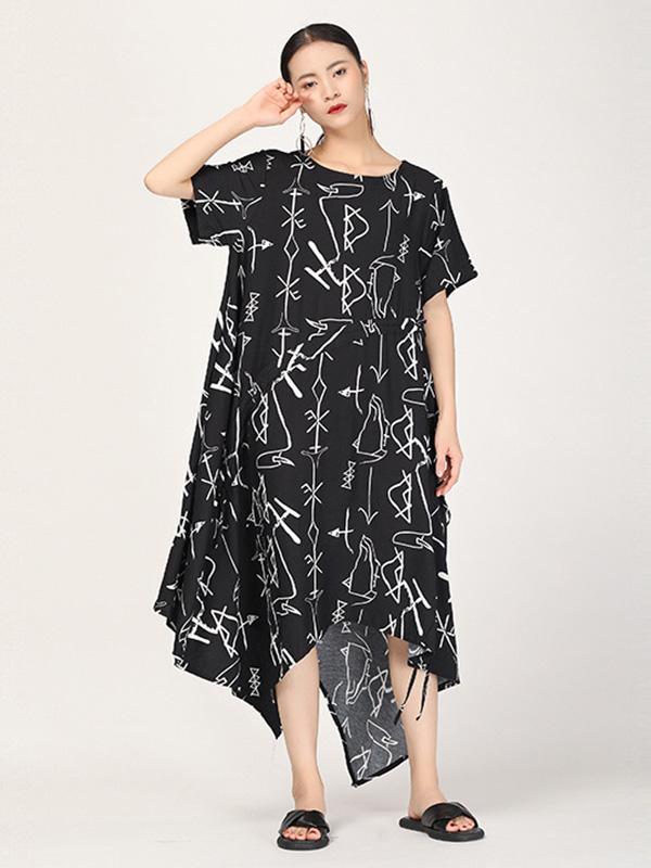 Literary Cropped Printed Long Dress
