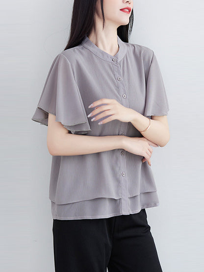 Original 14 Colors Falbala Lapel Blouse Tops
